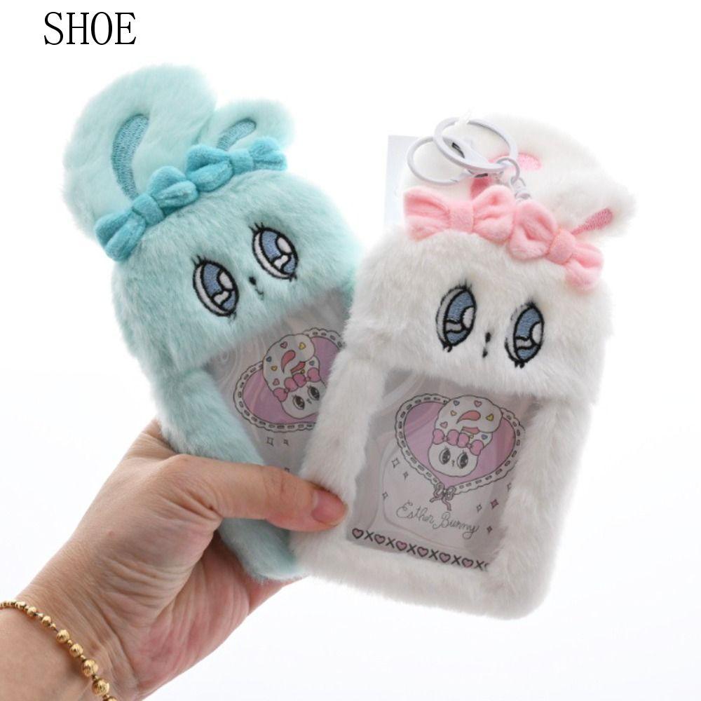 SHOE ตุ๊กตา Esther Bunny ตุ๊กตาตุ๊กตา, สร้อยคอมุกโบว์ Esther Bunny Card Cover, Kawaii Fur Photocard 