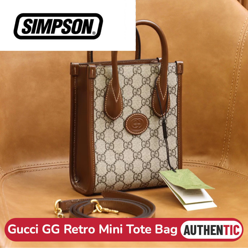กุชชี่ Gucci GG Retro Mini Tote Bag กระเป๋าสะพายไหล่/กระเป๋าถือ/สุภาพสตรี