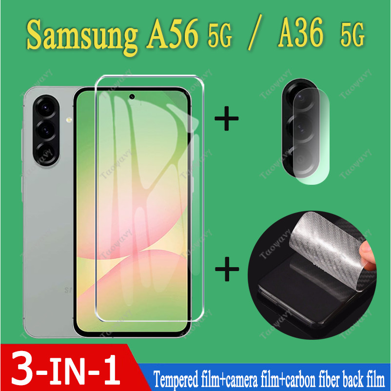 3 in 1 กระจกนิรภัย Samsung A56 5G A36 5G A06 A16 LTE A17 A05 A05s A16 A14 A04E A12 A13 A06 LTE A23 A