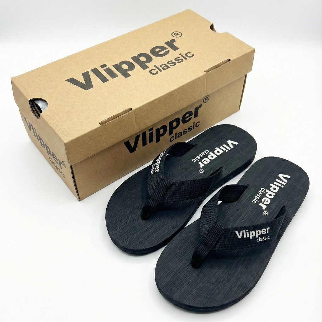 Vlipper Classic Mens Flip-flops - รองเท้าแตะ Distro แบบสบายๆพร้อมสายรัดกันลื่นแข็งแรง - ไซส์ 38-42