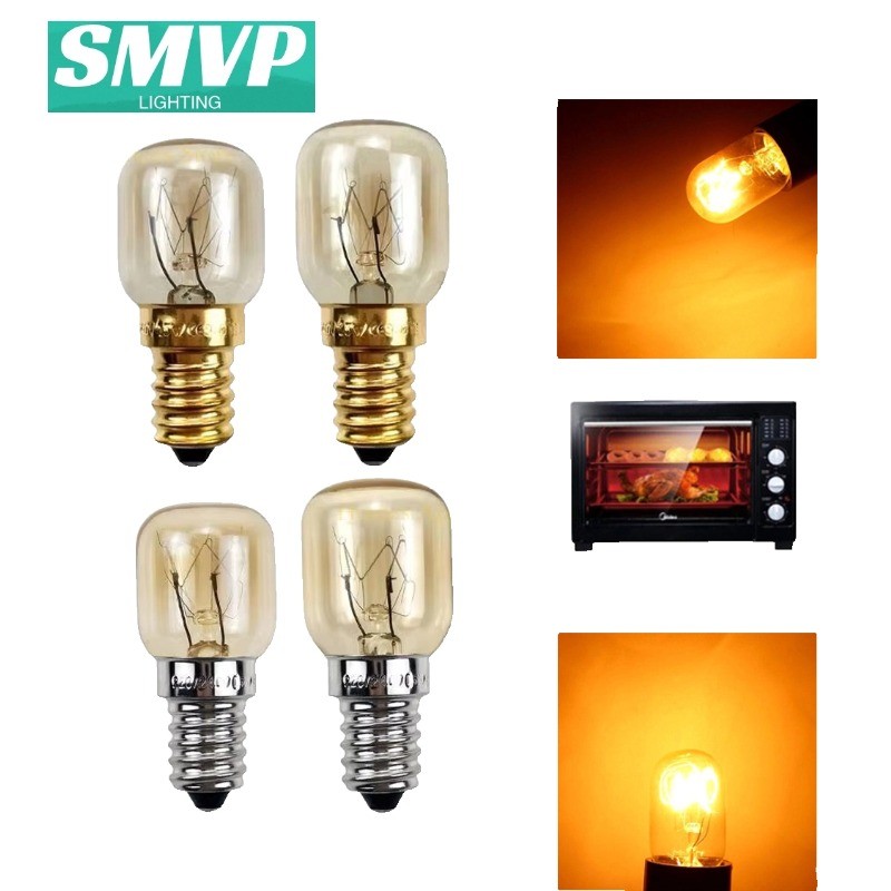 SMVP หลอดไฟฮาโลเจน AC 220-240V E14 ทนอุณหภูมิสูง 300 ℃ เตาอบไมโครเวฟหลอดไฟเครื่องครัวหลอดไฟไฟ 15W 25W แสงอุ่น 3000K