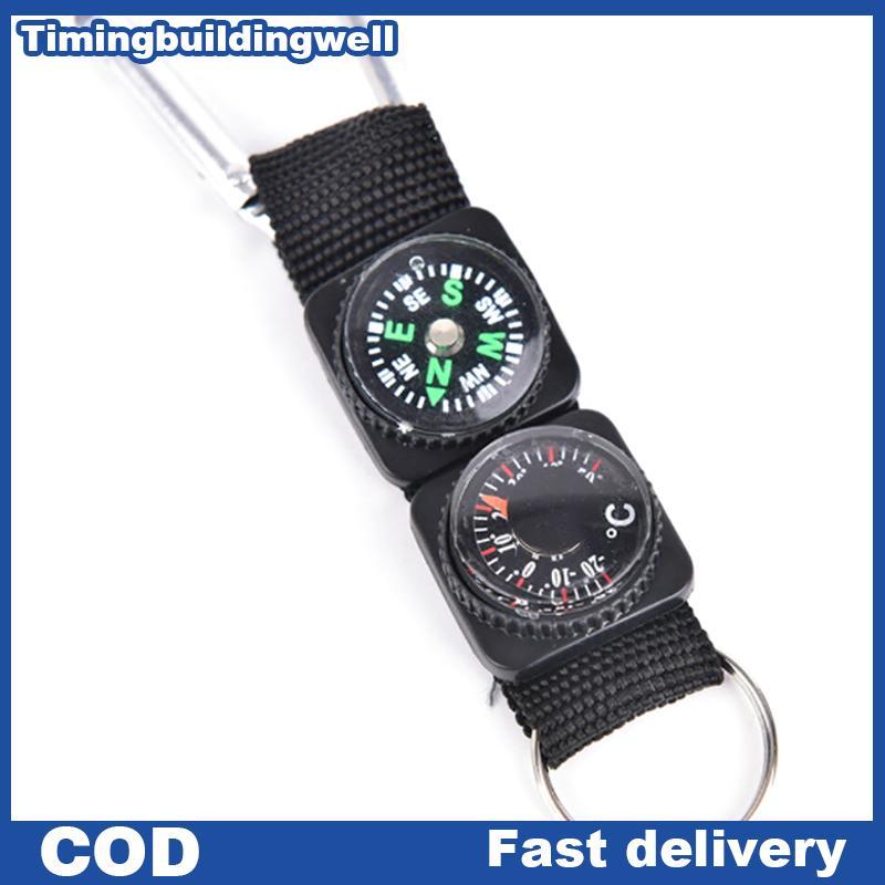 Mini Carabiner มัลติฟังก์ชั่นกันน้ําสําหรับตั้งแคมป์และปีนเขาพร้อมเครื่องวัดอุณหภูมิและสายคล้องคอ