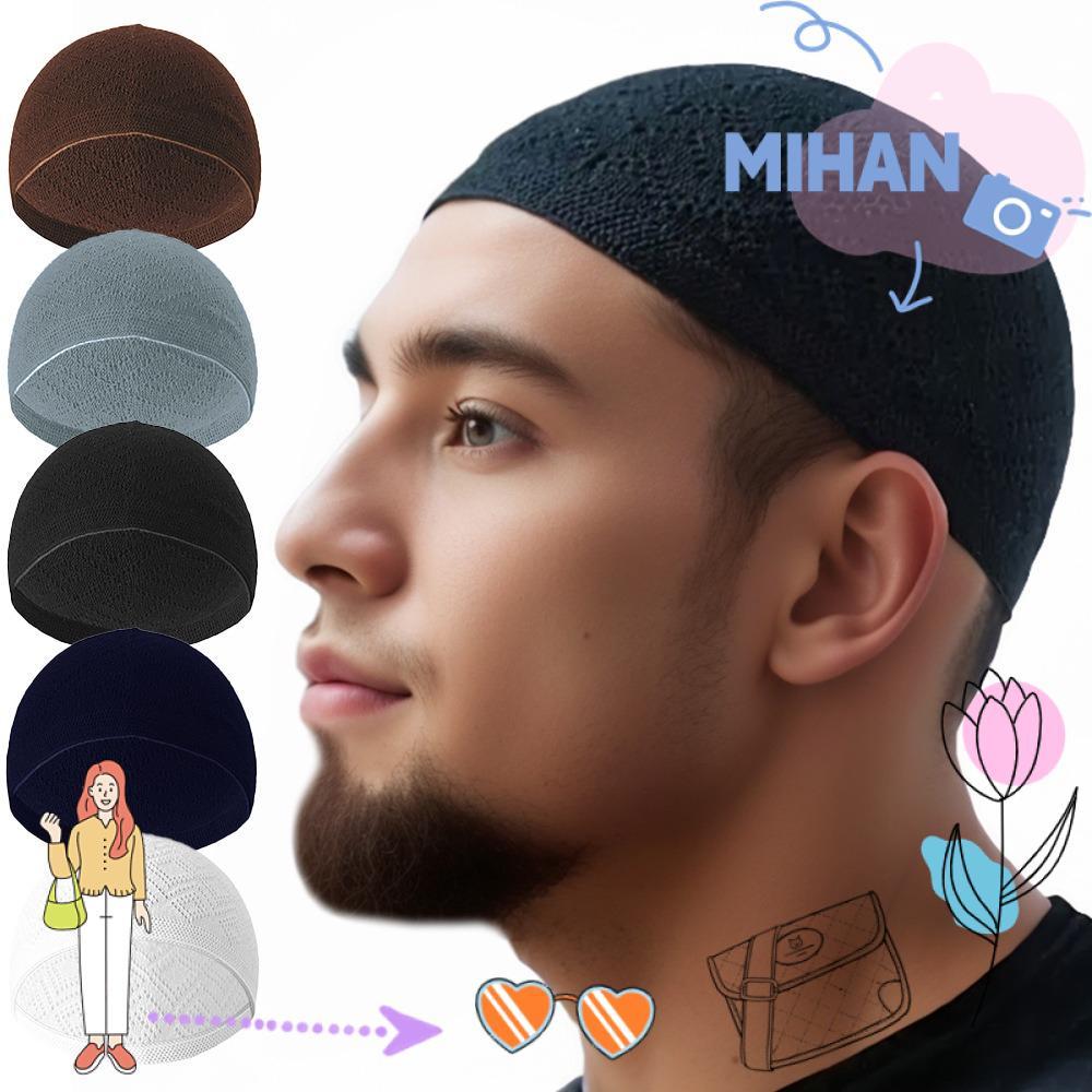 MIHAN หมวกถัก ตาข่ายผู้ชาย ระบายอากาศ สีทึบ สไตล์อินเดีย