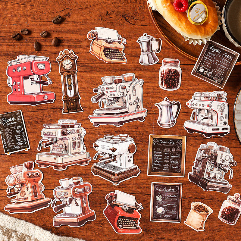 20 ชิ้น Retro สติกเกอร์กาแฟสําหรับ Scrapbooking JANK Journal สมุดอุปกรณ์ความงาม Decals สําหรับตกแต่งงานฝีมือขวดน้ําแล็ปท็อปกระเป๋าเดินทางโทรศัพท์ 