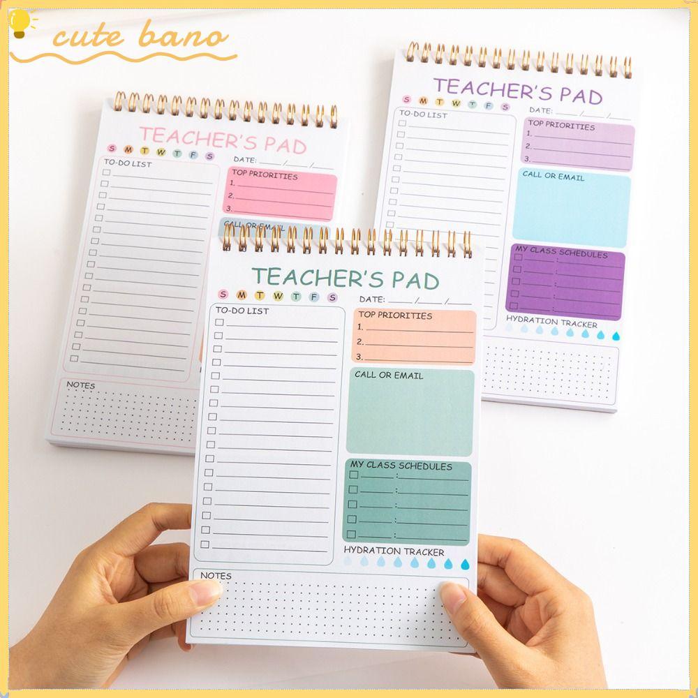 BANO Teacher Notepad, A4 ทนทาน Cover Teacher To Do List, คุณภาพสูงเรียงราย Spiral Binding Alogic Pla