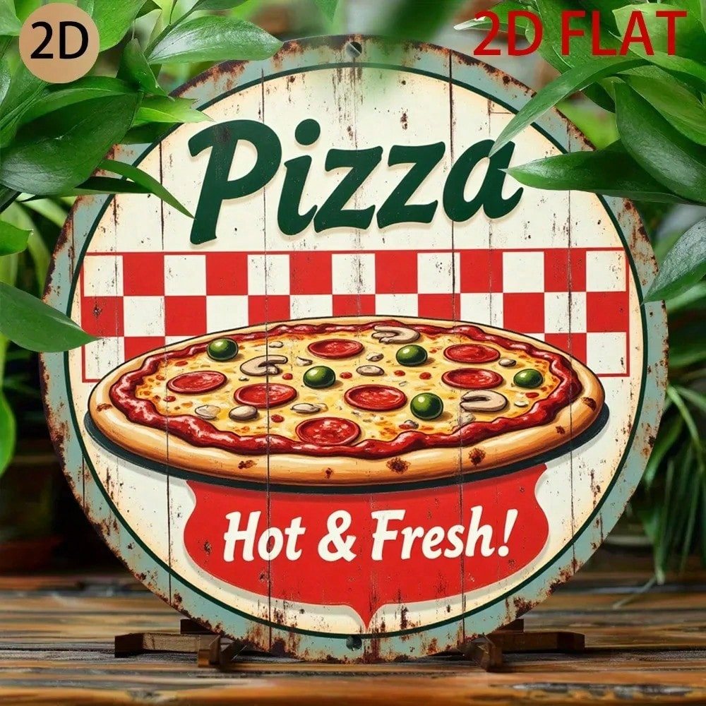 HELLOYOUNG ป้ายผนังโลหะพิซซ่าวินเทจ Retro Kitchen Diner Decor สําหรับร้านอาหารบาร์บ้าน