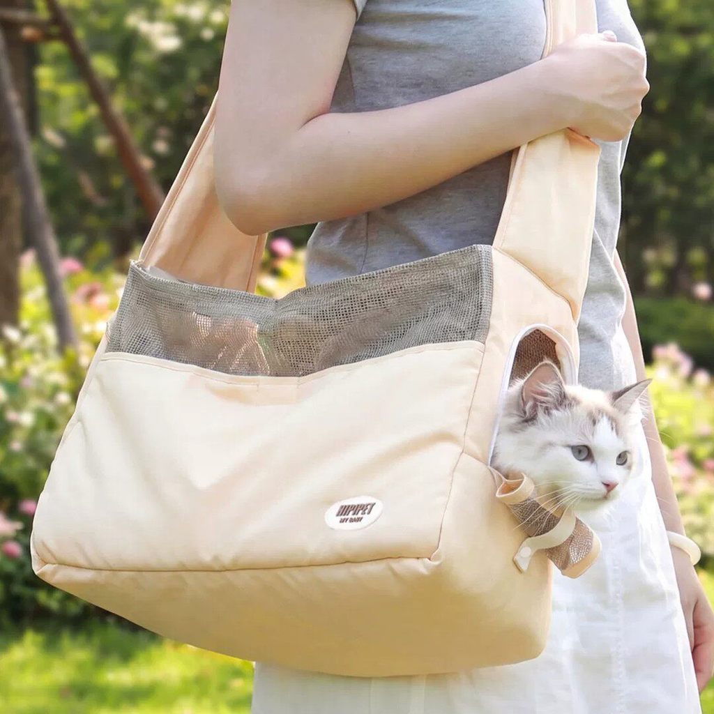 Pet Outing Bag ญี่ปุ่น Simple Breathable Messenger ปรับไหล่แมวสุนัข Four Seasons Universal แบบพกพากรง