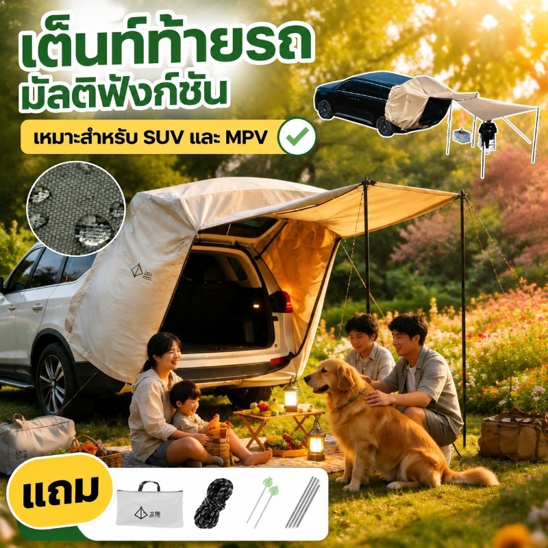 เต็นท์ท้ายรถ SUV MPV มัลติฟังก์ชั่น แม่เหล็กที่แข็งแกร่ง กันสาดน้ำได้ดี กันสาด รองรับทุกรุ่นรถ เหมาะกับกิจกรรมกลางแจ้ง