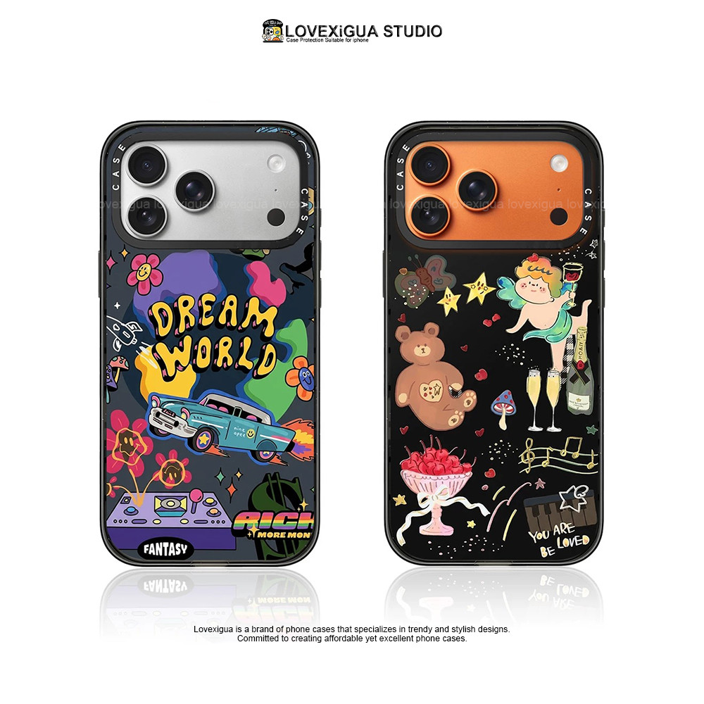 การ์ตูน Graffiti เคสโทรศัพท์แม่เหล็กสําหรับ iPhone 17Pro Max 17Air 16 Plus 17 16 15 14 13 12 Pro Max กรณีกันกระแทกป้องกันปลอก