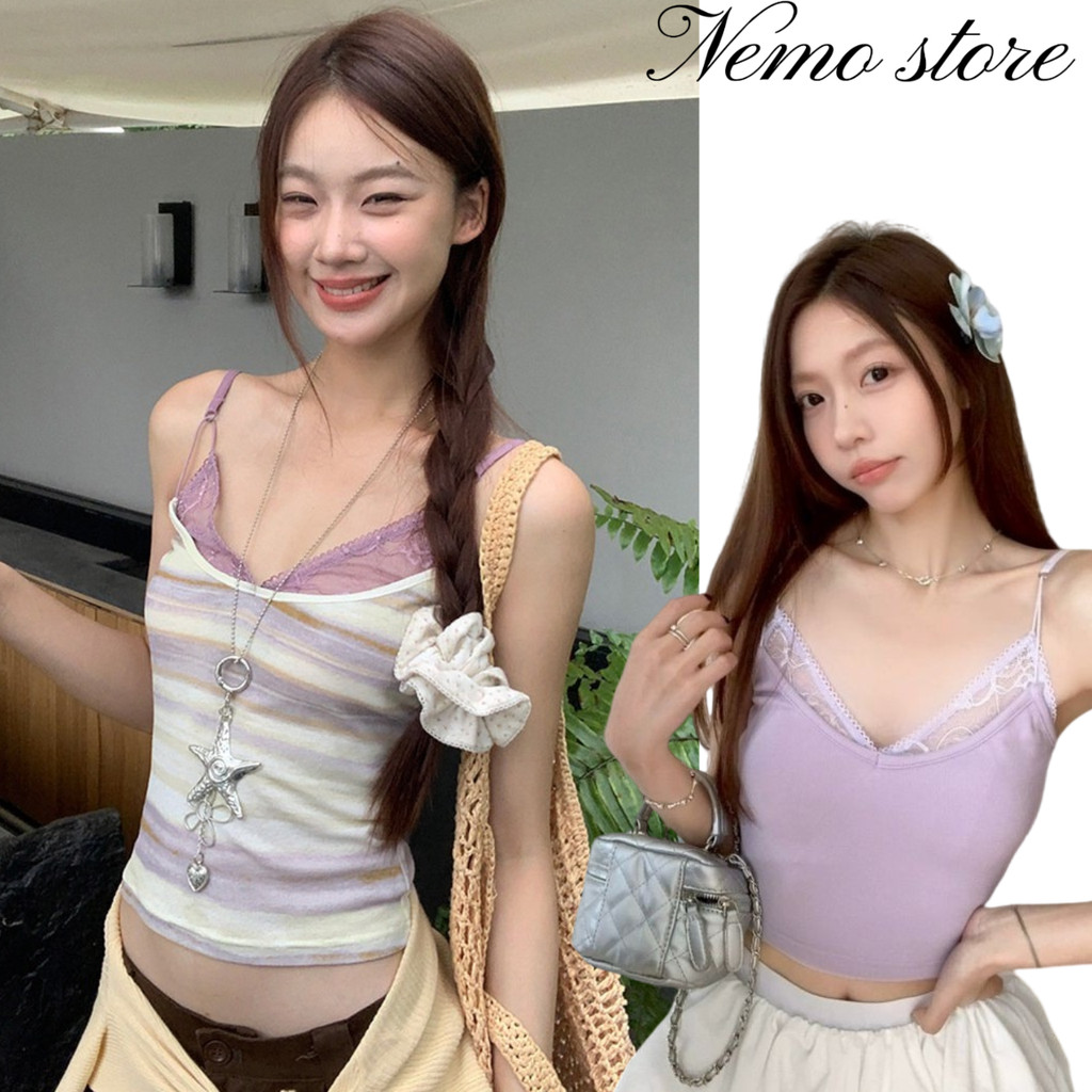 Nemo store🌸#FY895 เสื้อสายเดี่ยว สีพาสเทลใส่สบายๆ มีฟองน้ำในตัว ทรงรัดรูปยืดพอดี