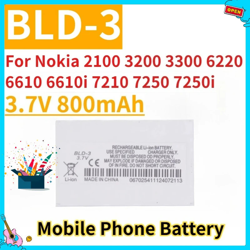 ใหม่เปลี่ยนแบตเตอรี่โทรศัพท์มือถือ 3.7V 800mAh BLD-3 สําหรับ Nokia 2100 3200 3300 6220 6610 6610i 72