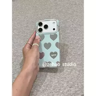 เคสโทรศัพท์ Sky Blue Heart ข้อความกันกระแทกสไตล์เกาหลีสําหรับ iPhone 17 Pro Max 16 Pro Max 15 Pro Max 14 Pro Max