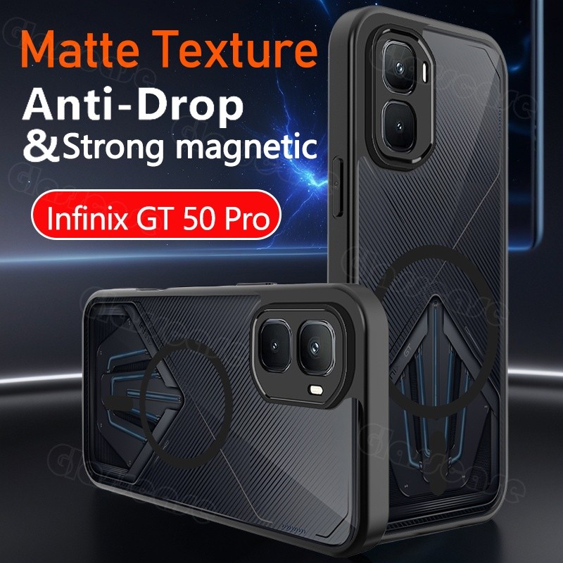 Infinix GT 50 Pro 2026 สําหรับ Infinix GT 50 5 0 Pro 50Pro GT50Pro GT50 Pro X6891 สีดํา Matte ผิว PC พร้อมเคสโทรศัพท์แม่เหล็กกันกระแทกฝาหลังแข็ง