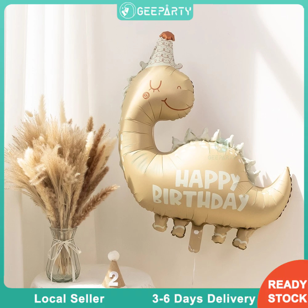 GeeParty ลูกโป่งฟอยล์ธีมไดโนเสาร์ 1 ชิ้น สีคาราเมลแมตต์ ตกแต่งปาร์ตี้วันเกิดเด็ก ของขวัญสนุกสนาน