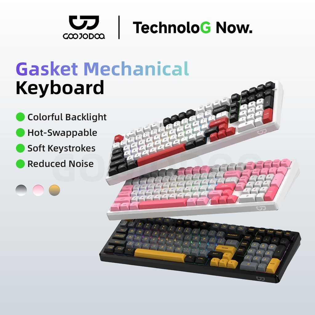 GOOJODOQ Gasket Mechanical Keyboard  2.4G Wireless Bluetooth 5.0 and Wired Connection 16 Million True Colors