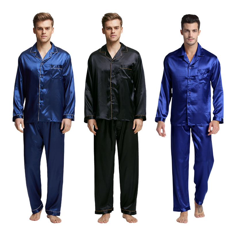 Tony&Candice Mens Satin Silk Pajama Set Men Pyjamas Silk