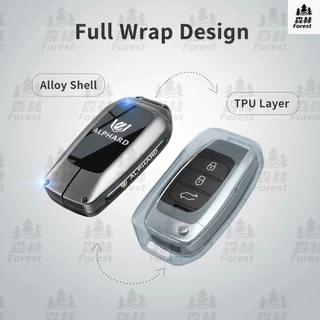FOREST |【เคสกุญแจพรีเมี่ยมสังกะสีอัลลอยด์แบบคลุมเต็ม】 สำหรับ Toyota Alphard Vellfire Sienna - แบบไม่ปิดสัญญาณ ตัวป้องกันกุญแจ TPU สุดหรูระดับพรีเมี่ยม พร้อมวัสดุ TPU แบบกันรอยขีดข่วน อุปกรณ์เสริมสำหรับรถยนต์