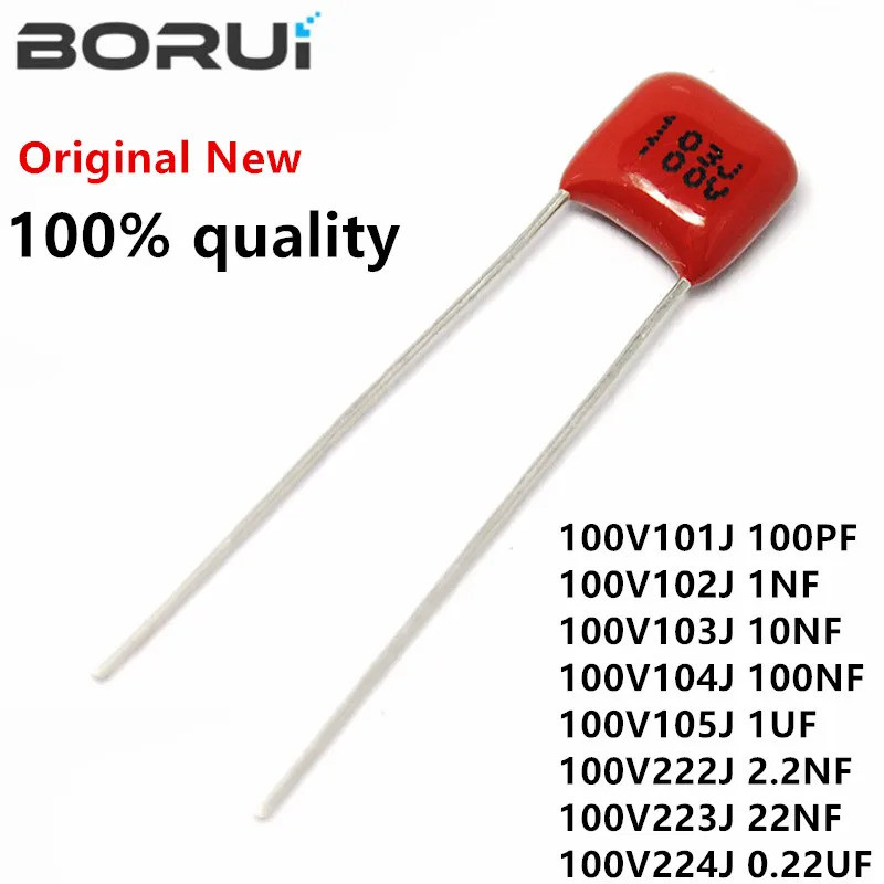 50PCS 100V 101J 102J 103J 104J 105J 222J 223J 472J 473J 0.01UF 0.1uF 1NF 2.2NF 4.7NF 10NF 100PF P = 