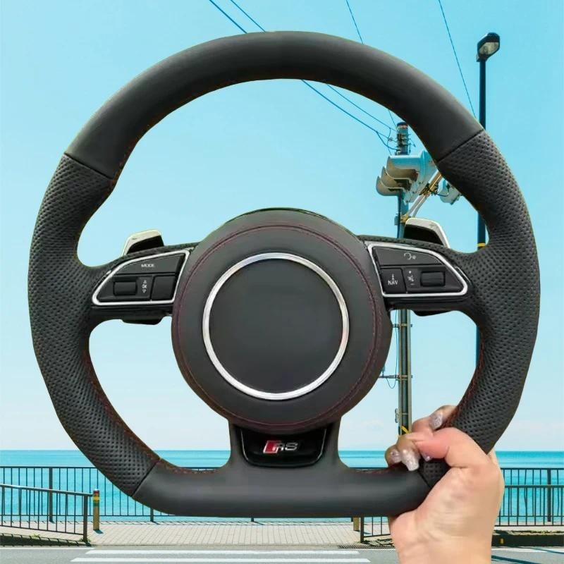 ฝาครอบพวงมาลัยรถยนต์หนัง Perforated สําหรับ Audi S1 (8X) S3 (8V) S6 S7 RS Q3 SQ Sportback S4 (B8) Av