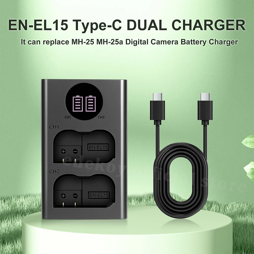 El15a El15b El15c Lcd Dual Charger สําหรับ Nikon Z6 Z7 D750 D850 D7000 D7100 D7200 D7500 D500 D600 D