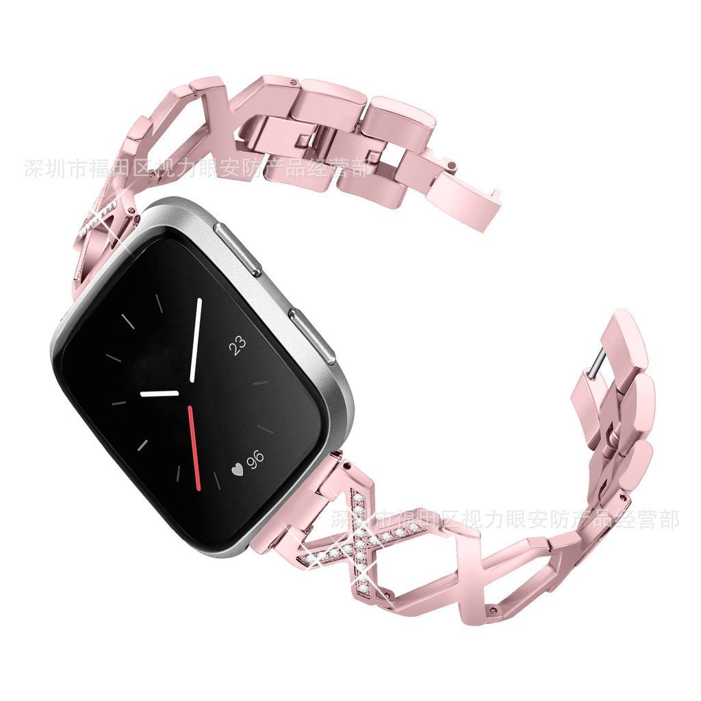 Versa2 X-Shaped Diamond versa Stainless Steel Lite Strap เหมาะสําหรับสายนาฬิกา fitbit DK4G