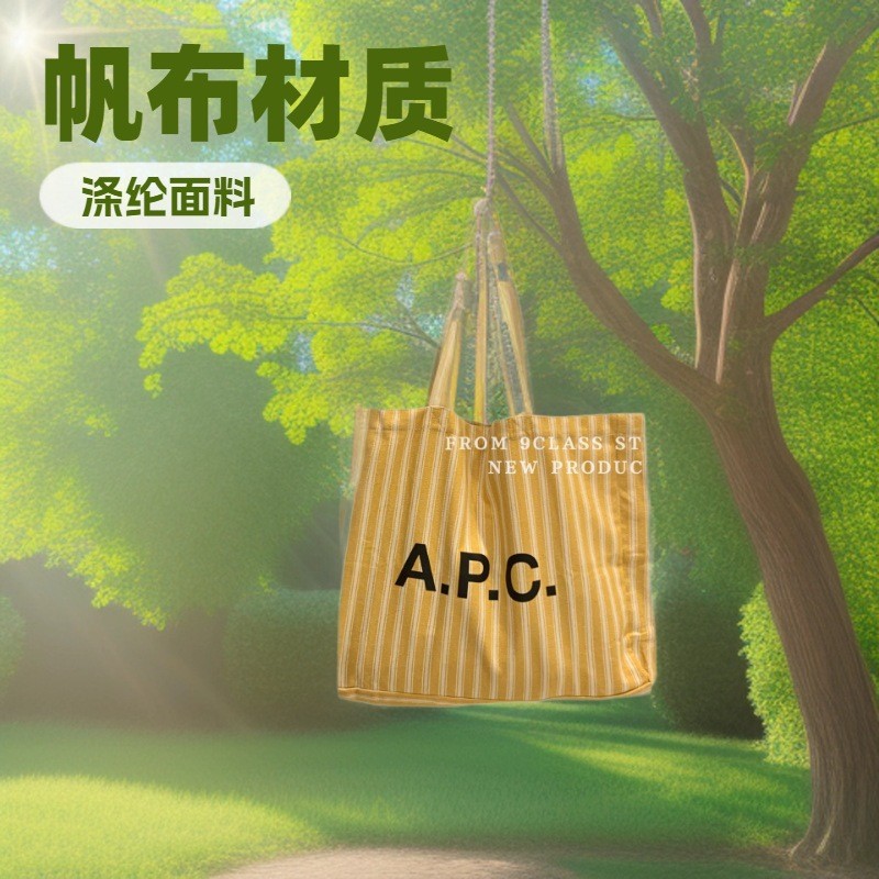 Youth Campus Same Style APC Letter Stripes Commuter Shoulder Canvas Bag Summer Giant All-Match Shopp