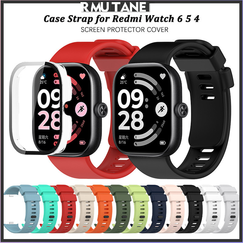 กรณีคอมพิวเตอร์แข็ง + สายรัดซิลิโคนสำหรับนาฬิกา for Redmi Watch 6 5 4 กระจกนิรภัยป้องกันหน้าจอปกสายรัดยาง อุปกรณ์เสริม ราคา ถูกที่สุด ดีลบีเคเค