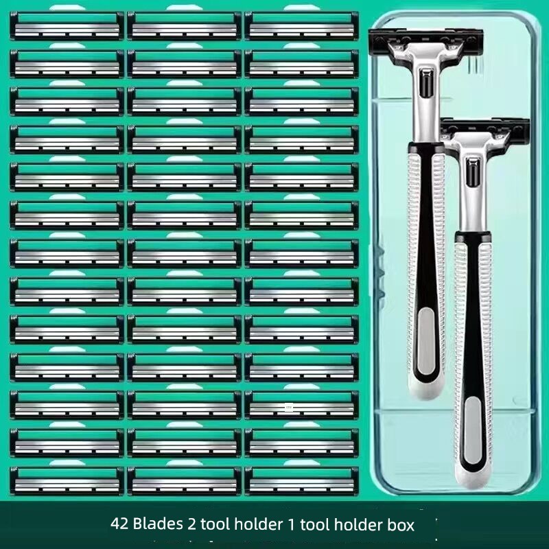มีดโกน มีดโกนหนวด Universal Leege Double Layer Razor Blade Mens Razor Blade Manual Razor Blade Old-f