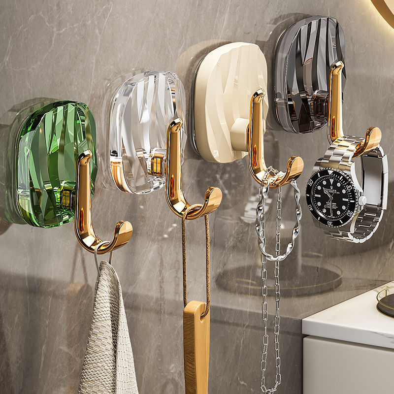 Light Luxury Hook Wall Punch-ฟรีห้องน้ําSelf-Adhesive Strong Sticky Hook Hook Wall Wall Non-Marking 