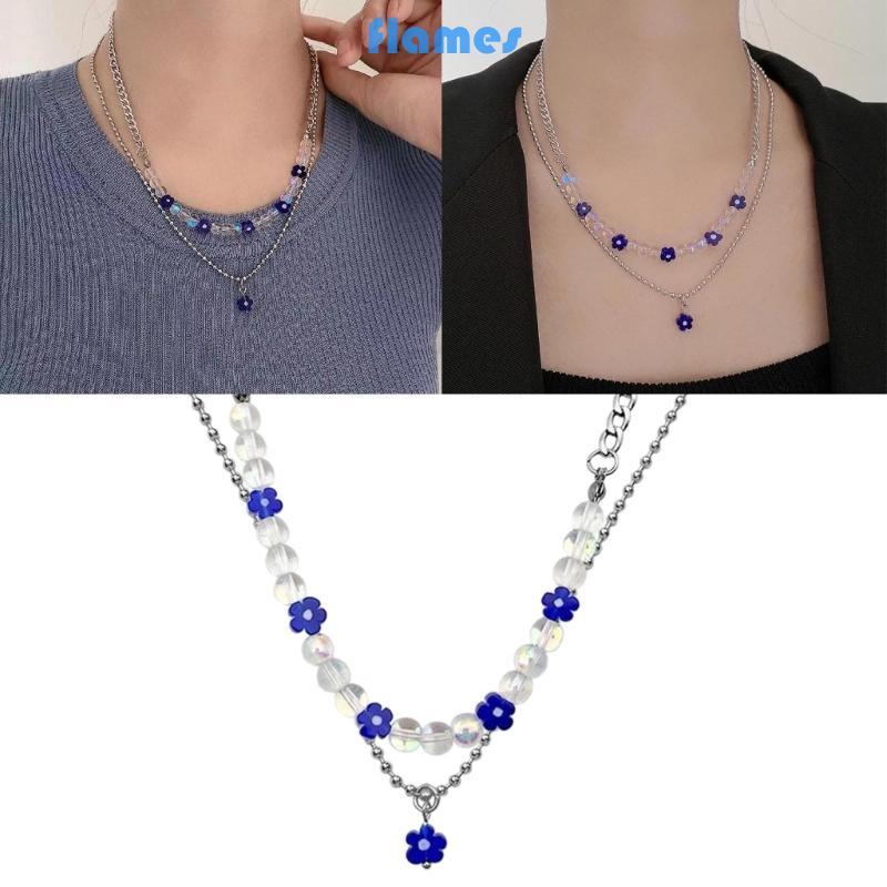 FL 2PCS Double Layer Choker Y2k เครื่องประดับผู้หญิงสร้อยคอสร้อยคอเครื่องประดับสร้อยคอวัสดุโลหะผสมสํ