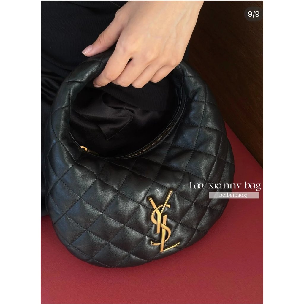 [Old Fairy] YSL Croissant Bag Fashion Essence ICARE baby Napa หนังแกะกระเป๋าถือ Moon Bag Suede It Ba