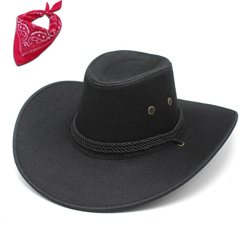 AMERICAN COWBOY HAT KNITTED COWBOY HAT WITH ROPES ฟรี SLYER/ COWBOY HAT WITH HOOK KNITTED STYLE TOMB