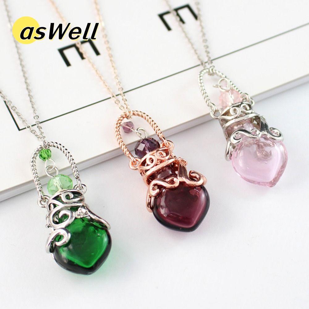 ASWELL สร้อยคอ Vial น้ําหอม, Vial Wishing ขวดจี้, Creative Memorial Jewellery Essential Oil Diffuser