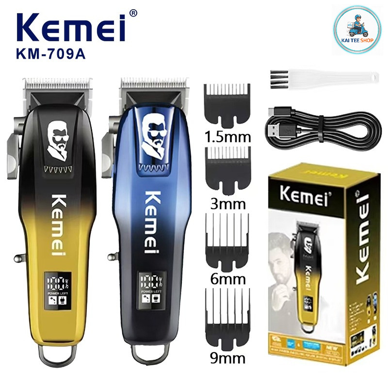 Kemei KM-709A ของแท้ 100% ปัตตาเลี่ยนไร้สาย อัจฉริยะ ชาร์จได้ เสียงเงียบ ปัตตาเลี่ยนตัด Kemei KM-709