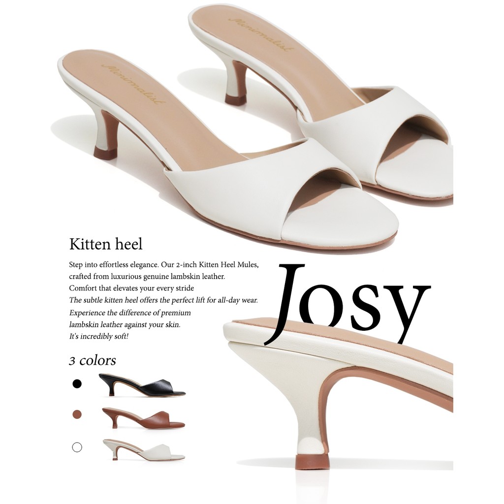 𝐌𝐈𝐍𝐈𝐌𝐀𝐋𝐈𝐒𝐓 รองเท้าแตะส้นสูงหนังแกะ รุ่น Josy สูง 2 นิ้ว เรียบหรู แมทช์ง่าย ใส่ได้ทุกวัน