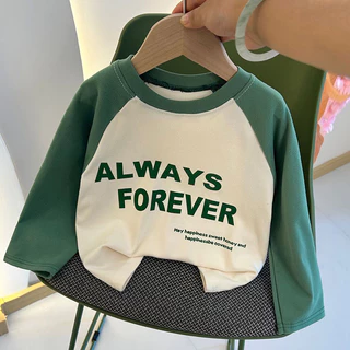 เสือแขนยาวเด็ก เสื้อยืดแขนยาว คอกลม พิมพ์ Dลาย 🐻LS5118🐻