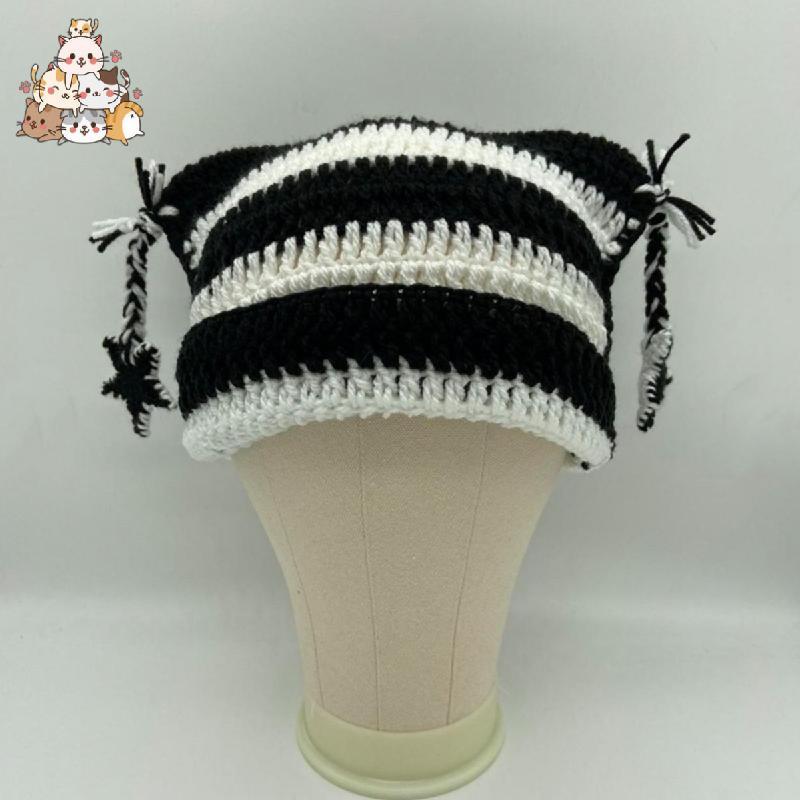 หมวกถัก Cat-Themed, หมวกถัก Y2k, หมวกถักโกธิค, หมวกโครเชต์, อุปกรณ์เสริม Y2k สําหรับผู้หญิง