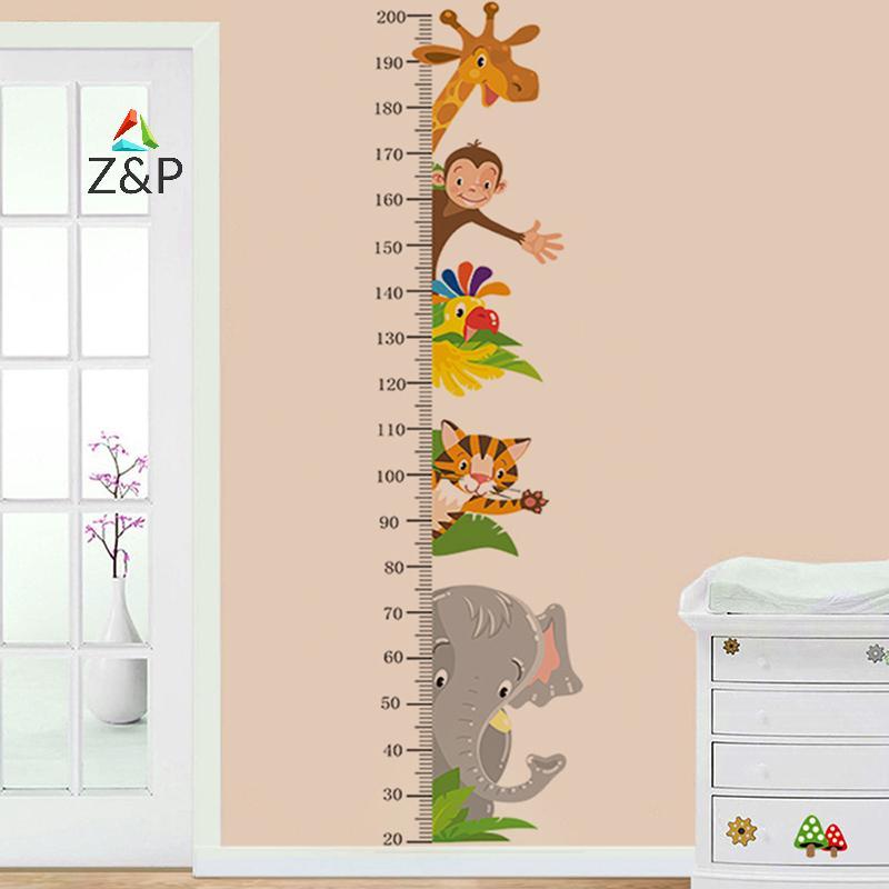 Z&P ใหม่ Self กาวสัตว์ความสูงสติกเกอร์สําหรับห้องเด็กวัดความสูงสําหรับโรงเรียนอนุบาลทารกตกแต่งผนัง COD