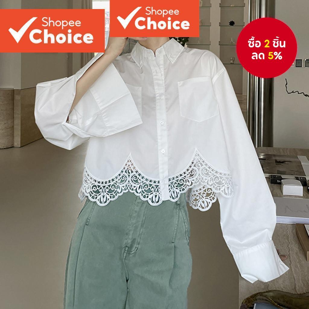 ผู้หญิงเสื้อลําลองเสื้อลูกไม้ธรรมดา มันคือ21040 (สีขาว)