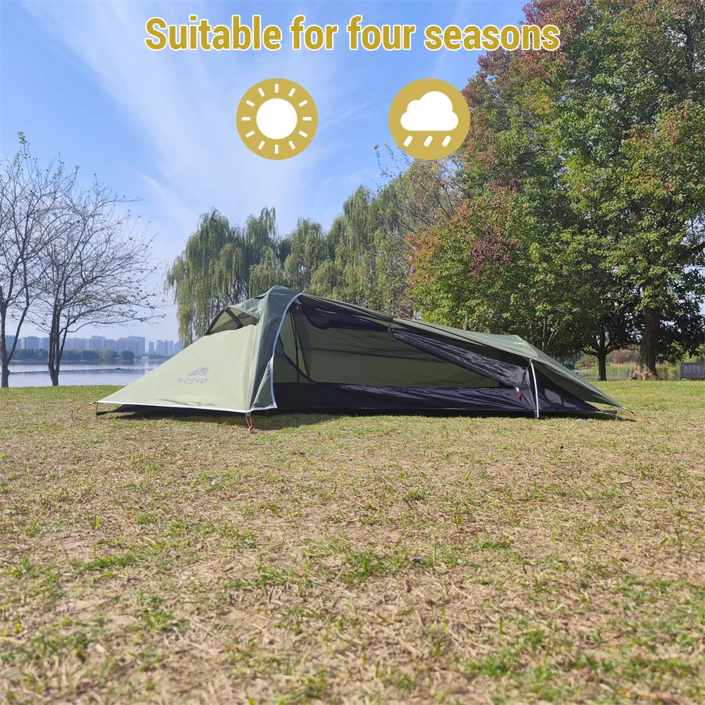 Backpacking Tent 1 Person Ultralight Aluminum Pole Stormproof Camping Tent Suitable for Four Seasons