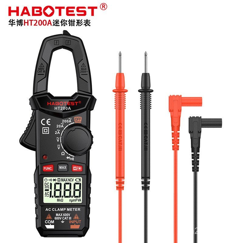 Pocket Clamp Ammeter Factory Store แบบพกพา HABOTEST ช่างไฟฟ้ามัลติมิเตอร์ Digital Clamp Meter แอมป์ม