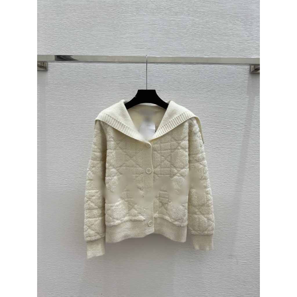 9ECP DI #25 ต้นฤดูใบไม้ร่วงสไตล์ใหม่ปักกองทัพเรือคอปกแขนยาวถักคาร์ดิแกนด้านบนผู้หญิง