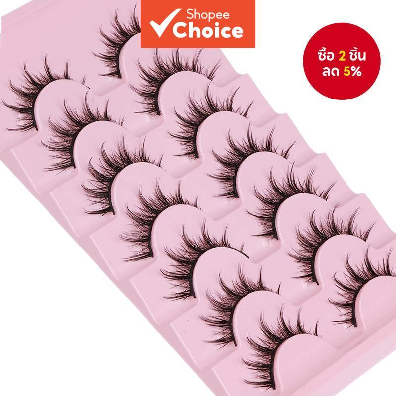 7 คู่ Vegan Mango Eye 8D Natural Lashes, Handmade สีดํา, น้ําหนักเบาและสวมใส่สบาย