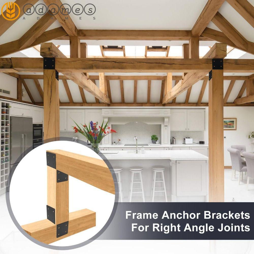 ADAMES Pergola Brackets, ชุด Pergola สีดําทนต่อการกัดกร่อน, กรอบรองรับปรับได้ด้วยสกรูขั้วต่อลําแสงโล