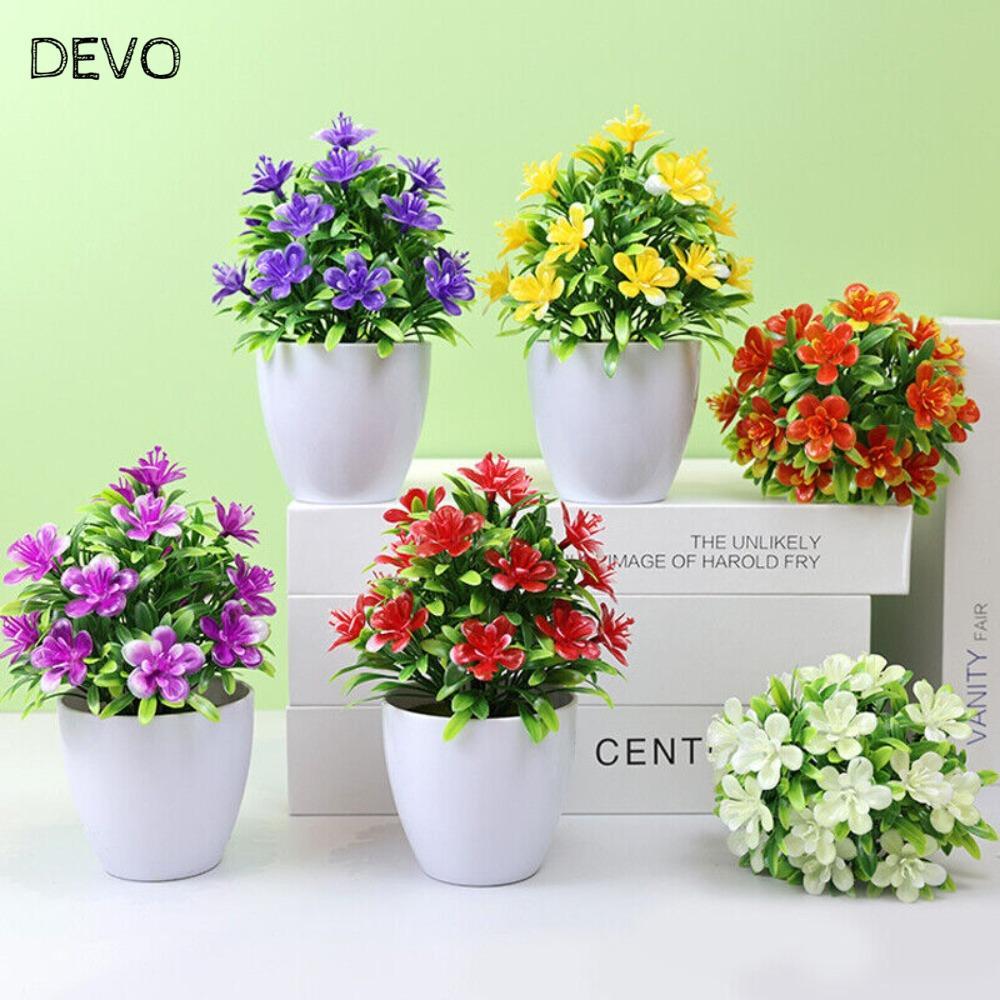 DEVO ในหม้อสํานักงานพืชประดิษฐ์ต้นไม้หม้อพืชตกแต่งโต๊ะ