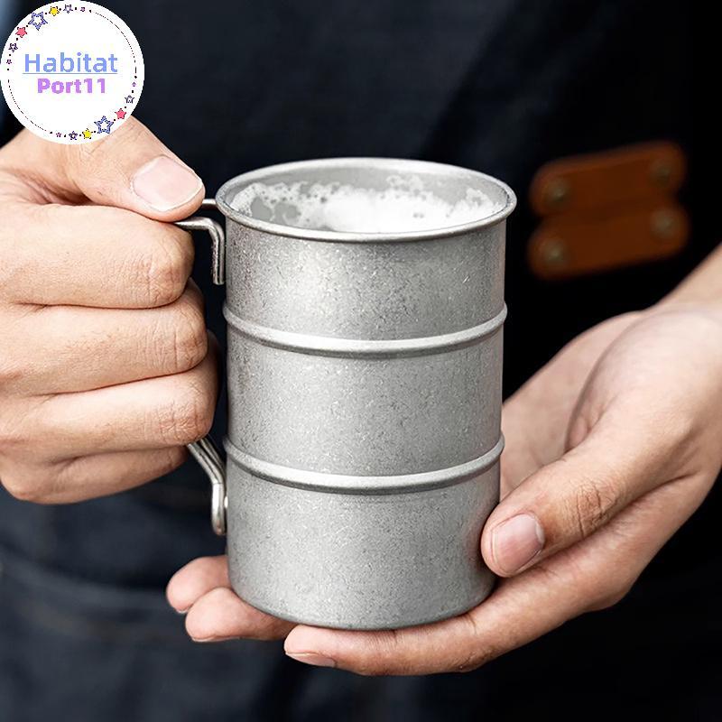 นิสัยพอร์ตย้อนยุคเก่าถ้วยกาแฟน้ําสไตล์อุตสาหกรรมถังน้ํามันแก้วกลางแจ้งตั้งแคมป์ปิกนิกแก้วเบียร์ดื่มเครื่องครัวสแตนเลส ไทย