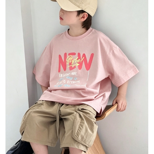 【จัดส่งภายใน 24 ชั่วโมง】เสื้อยืดผ้าฝ้ายแท้ 100% สไตล์เกาหลี ลายอักษรเท่ๆ สำหรับหน้าร้อน ขนาด 90-150