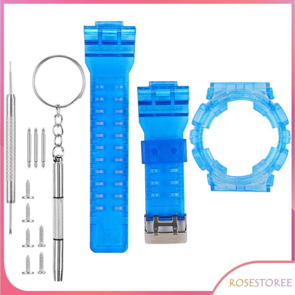 Rosestoree Rosestoree สายนาฬิกา Watchband Case Set Fit สำหรับ GA-110 GA-100 GD-100 GD-120