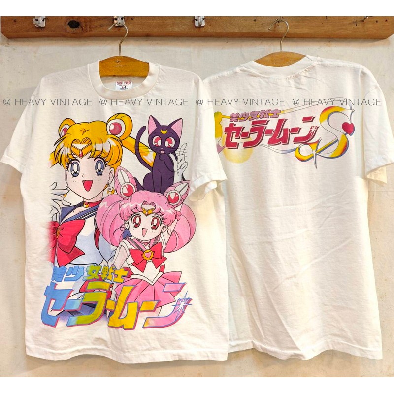 SAILOR MOON เสื้อลายการ์ตูนญี่ปุ่น งานผ้าฟอก เสื้อวินเทจ  heavy vintage shirt