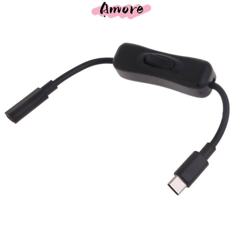 Amore สายไฟสวิตช์สําหรับ 4 - USB C ชายกับหญิง Type C สายต่อพร้อมสวิตช์บน